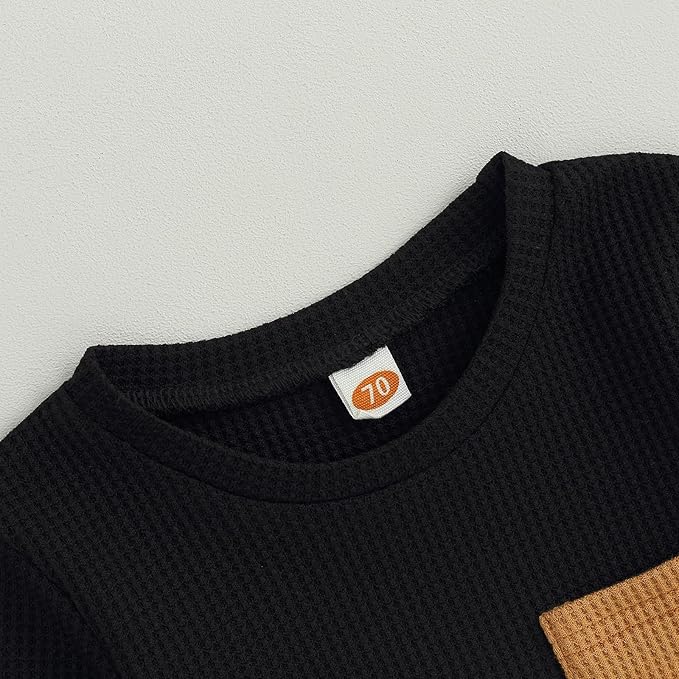 Baby Boy Toddler Fall Outfit Striped Sweatshirt Toddler Boy Winter Waffle Clothes 3 6 12 18 Months 2 3 T Pant Set