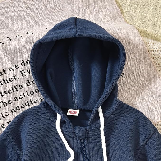 Unutiylo Unisex Baby Boys Girls Long Sleeve Infant Baby Zipper Hooded Jumpsuits Romper Loose Outfit Clothes