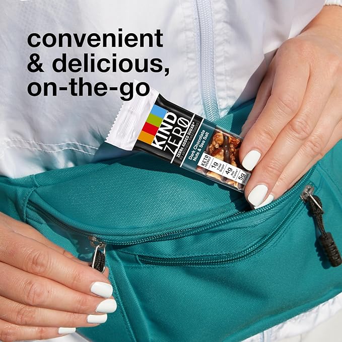 KIND ZERO Added Sugar Bars, Dark Chocolate Nuts and Sea Salt, Keto Friendly Snacks, Gluten Free, 5g Protein, 5 Count (Pack of 2)