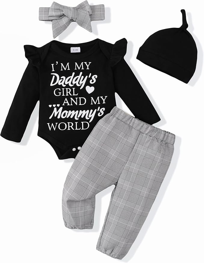 Renotemy Newborn Baby Girl Clothes Outfits Infant Romper Ruffle Floral Pants Cute Toddler Baby Girl Clothes Set