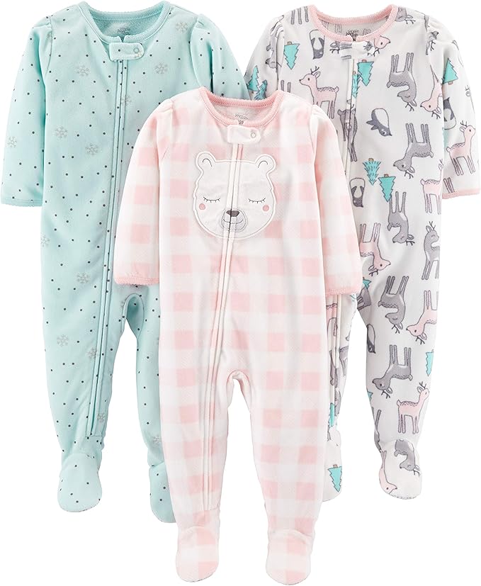 Simple Joys by Carter's girls Loose-Fit Flame Resistant Fleece Footed Pajamas