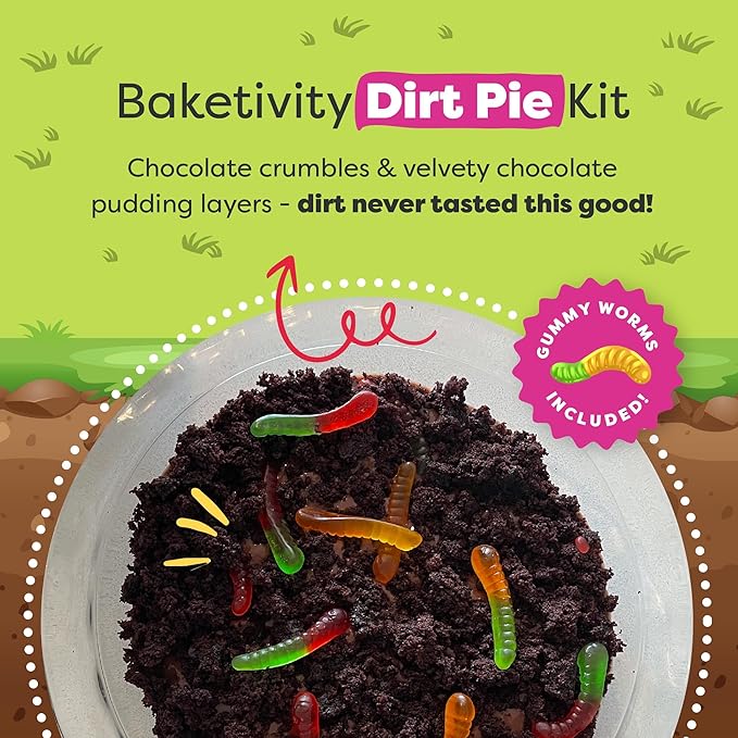 BAKETIVITY Dirt Pie Kids Baking Kit | Delicious Chocolate Cake Kids Baking Set for Girls & Boys | Baking Set for Kids with Pre-Measured Ingredients | Perfect Family Gifts for Cooking Lovers Ages 6-12