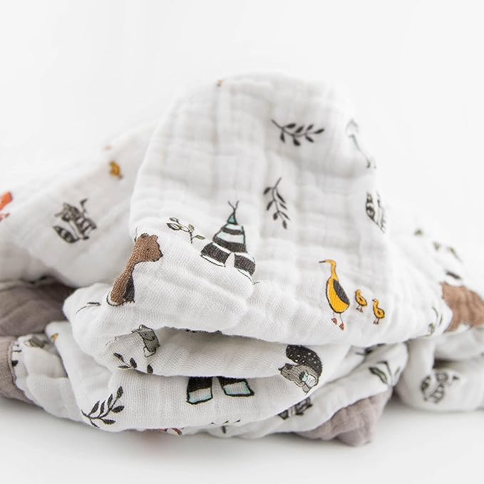 Little Unicorn Newborn Receiving Quilt | Ultra- Soft, Multi-Layered Muslin Fabric | Gift for Newborns & on-The-go (Forest Friends)