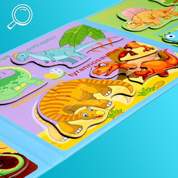 Magnetic Puzzles for Kids Ages 1-3, Travel Toddler Puzzles Ages 2-4 Year, Dinosaur Activities Toy for Boys & Girls 3-5 yo - Learning Magnet Gift for Road Trip