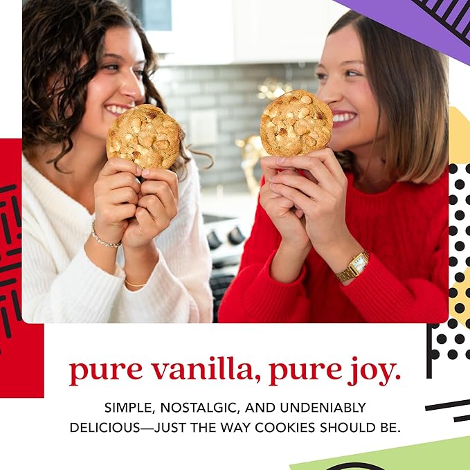 David's Cookies Fresh Baked Decadent Jumbo Vanilla Chip Macadamia Nut Cookies – 2lb Gift Basket Tin with 8 Large Vanilla Cookies – Bakery-Style Soft and Chewy Dessert for Birthdays, Special Occasions