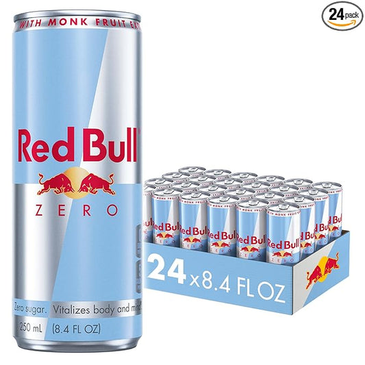 Red Bull Zero Energy Drink, 8.4 fl. oz., with 80mg Caffeine, Taurine & B Vitamins, Case of 24 cans