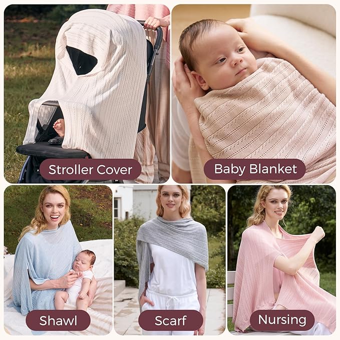 Momcozy Ultra-Light Nursing Cover for Breastfeeding, Soft Breathable Tencel™ Lyocell Fabric, Multi-Use Feeding Shawl, Newborn Essentials Must Haves(Light Gray, Plus)