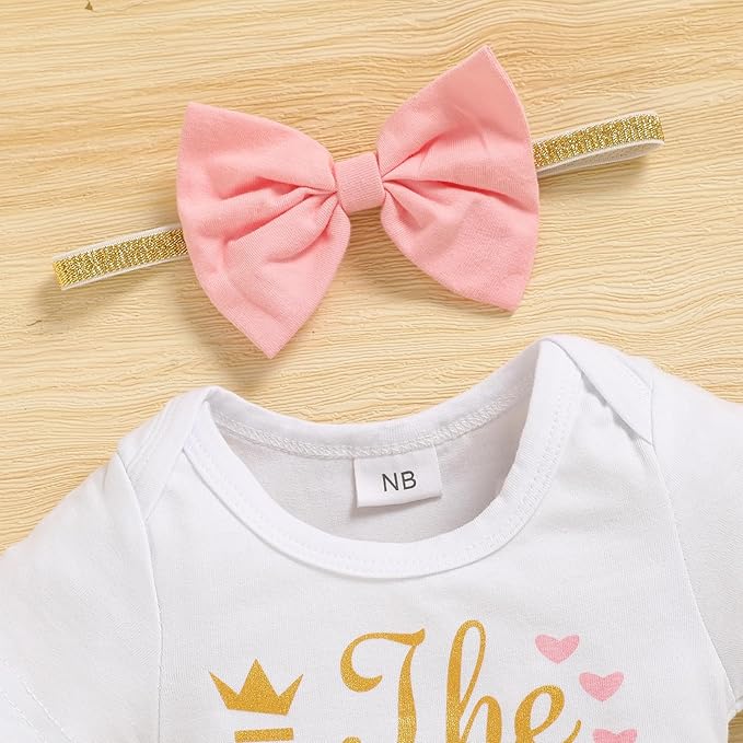 Newborn Baby Girl Outfits Infant Letter Print Romper+Tutu Skirt+Headband+Legging Warmer Coming Home Clothes Set