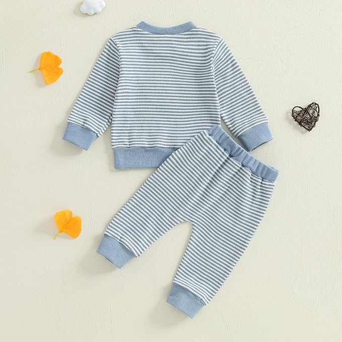 CIYCUIT Toddler Baby Boy Outfits Striped Sweatshirt Pants Clothes Set