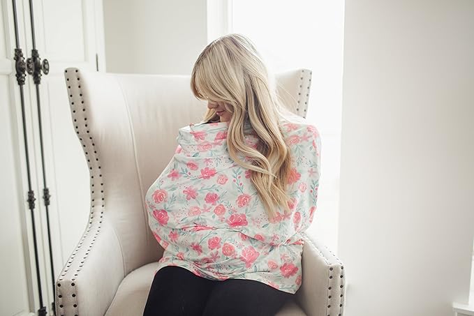 Baby Car Seat Cover Canopy and Nursing Cover Multi-Use Stretchy 5 in 1 Gift June by Copper Pearl