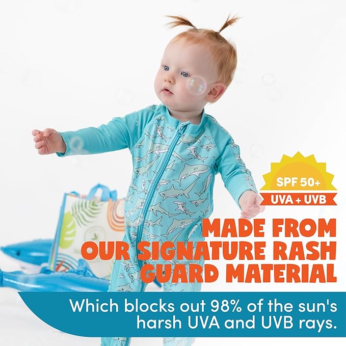 SwimZip Boys' Long-Sleeve UPF 50+ Swimsuit for Baby, Toddler, & Little Boys