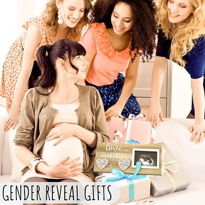 Baby Sonogram Picture Frame for Standard 4" x 3" Ultrasound Photo - Pregnancy Announcements Ideas - Gender Reveal Baby-Shower Gifts - New Mom Expecting Parents to Be Keepsake Gift