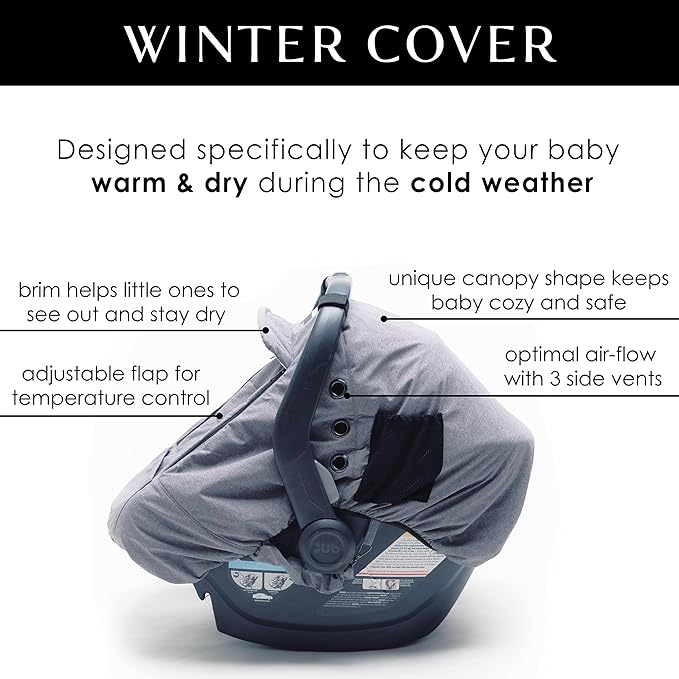 Milk Snob Winter Baby Car Seat Cover - Carseat Canopy & Stroller Cover for Babies - Waterproof, Windproof, Cozy Inner Fleece Lining - Keep Your Baby Warm, Dry & Cozy This Winter (Stormy)