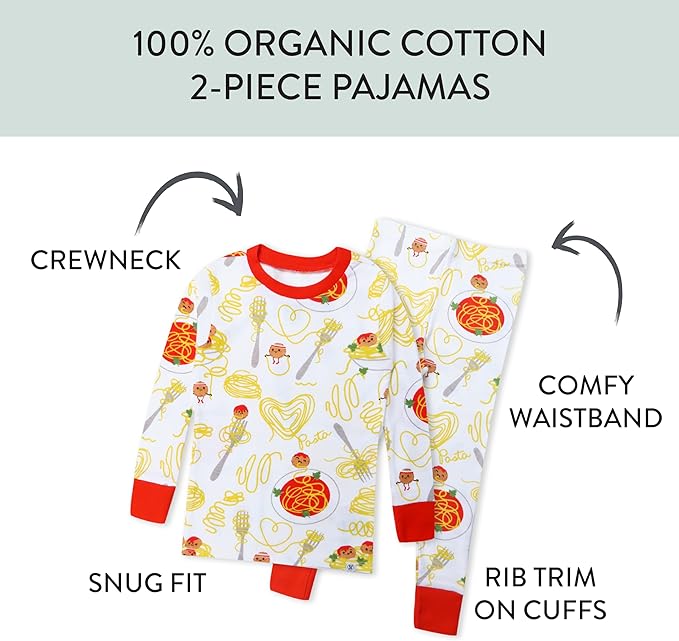 HonestBaby 2-Piece Pajamas Sleepwear Pjs 100% Organic Cotton for Baby, Toddler, Kids, Boy