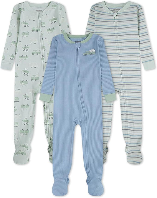 HUGGIES unisex-baby 3-pack Footed Coverall Pajamas