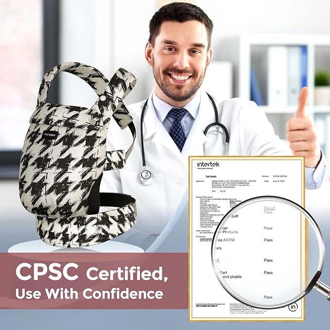 Momcozy Baby Carrier - Ergonomic, Cozy and Lightweight Carrier for 7-44lbs, Effortless to Put On, Ideal for Hands-Free Parenting, Enhanced Lumbar Support, Houndstooth