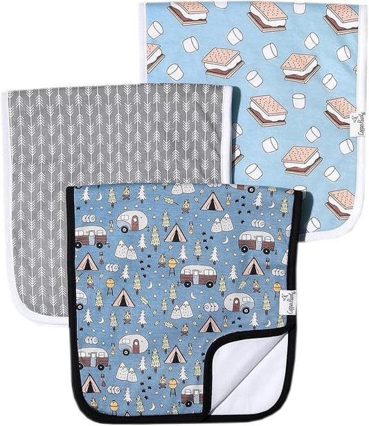 Copper Pearl Premium Baby Burp Cloths - 3-Pack Large Cotton Burp Cloths, Extra Soft Spit Up Rags with 3 Absorbent Layers, Perfect for Baby Boy Gifts (21" x 10" Size, Bridger Set)