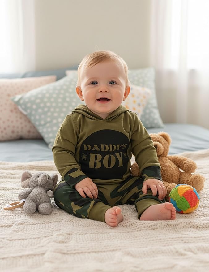 Fommy Newborn Baby Boy Clothes Plaid Letter Print Long Sleeve Hoodies + Long Pants 2PCS Fall Winter Outfits Set