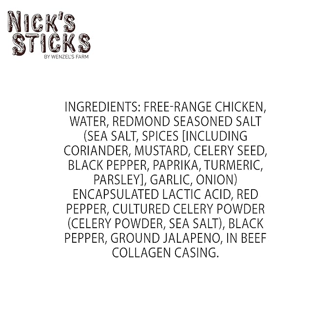 Nick's Sticks Spicy Free Range Clean & Balanced Chicken Snack Sticks | Made in the USA | Gluten Free | Paleo | Keto | Whole30 Approved | No Soy, Antibiotics or Hormones (12 – 1.7oz. Packages of 2 Sticks)