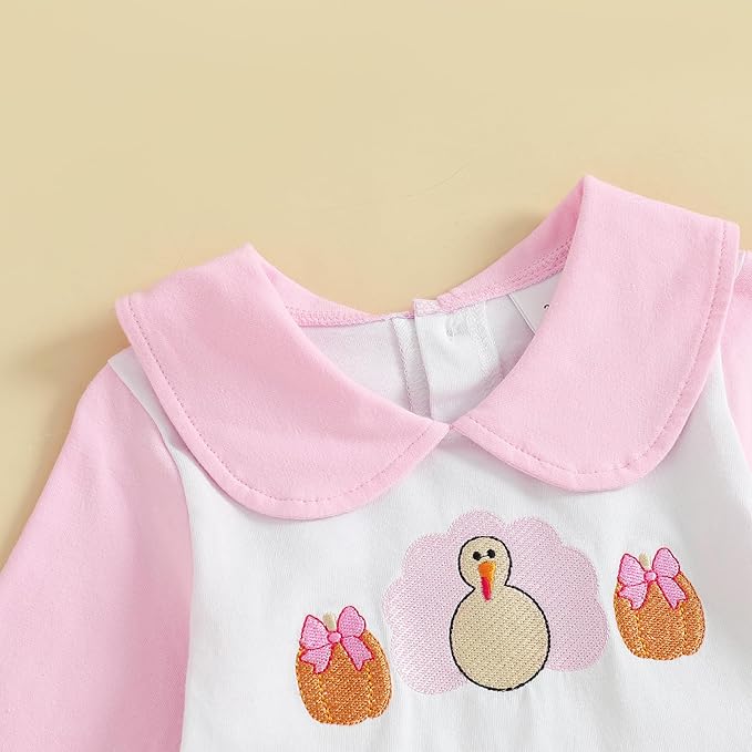 woshilaocai Baby Fall Outfit Boy Girl Plaid Embroidered Collar Romper Footie Infant Halloween Clothes