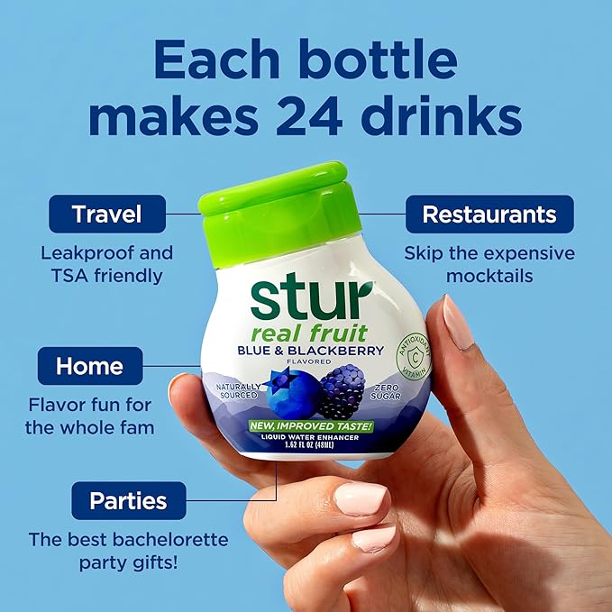 Stur Liquid Water Enhancer | Classic Variety Pack | Naturally Sweetened | High in Vitamin C & Antioxidants | Sugar Free | Zero Calories | Keto | Vegan | 5 Bottles, Makes 120 Drinks