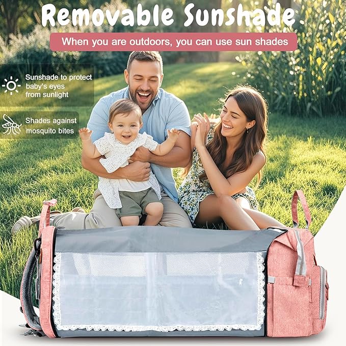 JOYCE Diaper Bag, with Diaper Changing Station, Multi-functional Large-capacity Diaper Bag Backpack, Best Gift for Newborns, Travel Essentials Diaper Bag Backpack (Pink)