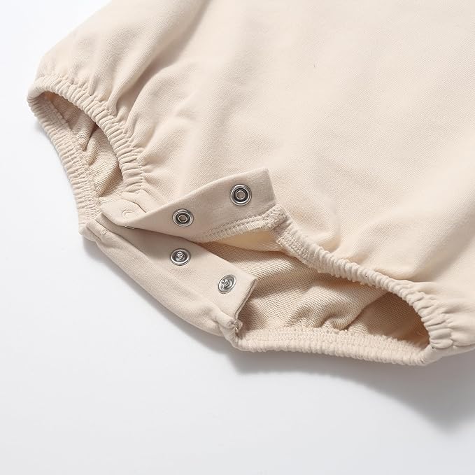 Bafeicao Baby Boy Girl Sweatshirt Romper Organic Cotton Solid Color Long Sleeve Bubble Romper Oversized Warm Fall Winter