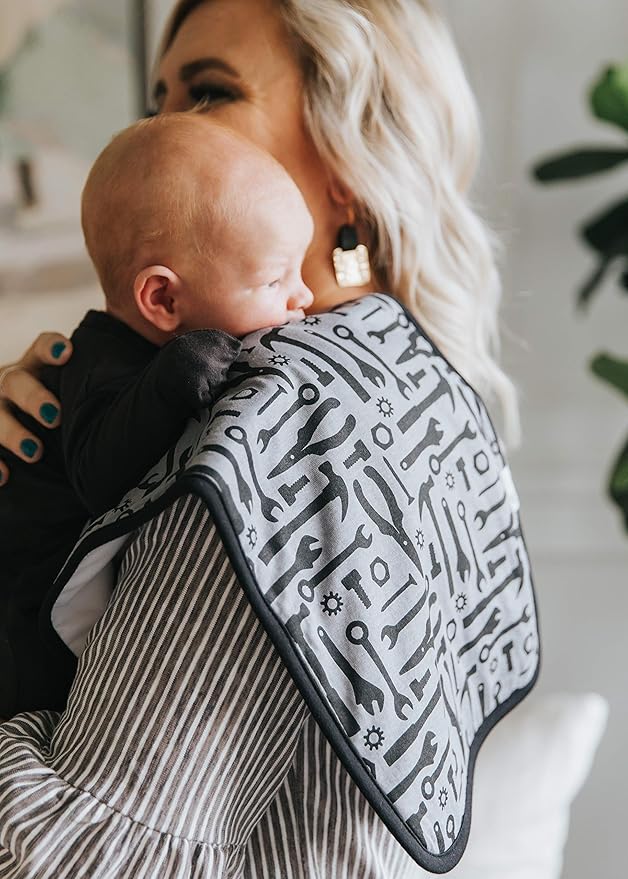 Copper Pearl Premium Baby Burp Cloths - 3-Pack Large Cotton Burp Cloths, Extra Soft Spit Up Rags with 3 Absorbent Layers, Perfect for Baby Boy Gifts (21" x 10" Size, Diesel Set)