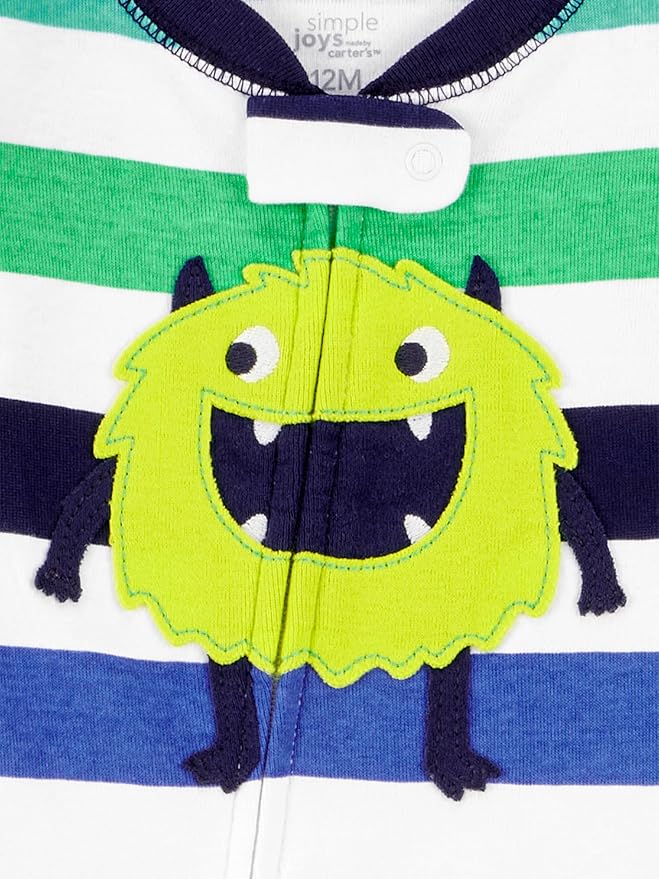 Simple Joys by Carter's Toddlers and Baby Boys' Snug-Fit Footed Cotton Pajamas, Pack of 3
