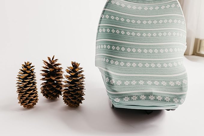 Baby Car Seat Cover Canopy and Nursing Cover Multi-Use Stretchy 5 in 1 Gift Knit by Copper Pearl