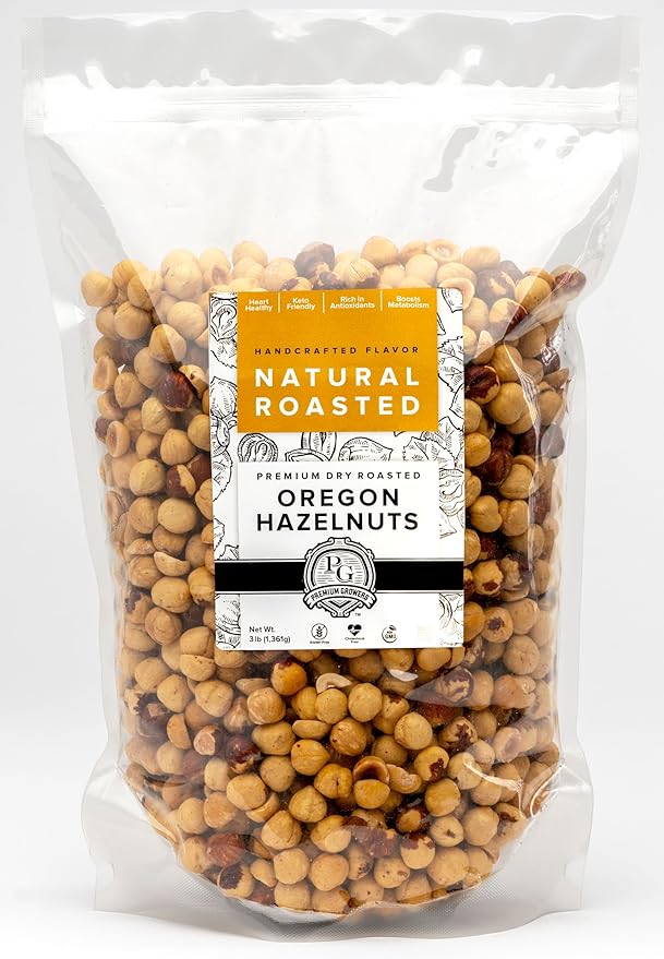 Oregon Farm To Table - Hazelnuts from Premium Growers - Dry Roasted - Kosher Certified (3lb, Natural Roasted)