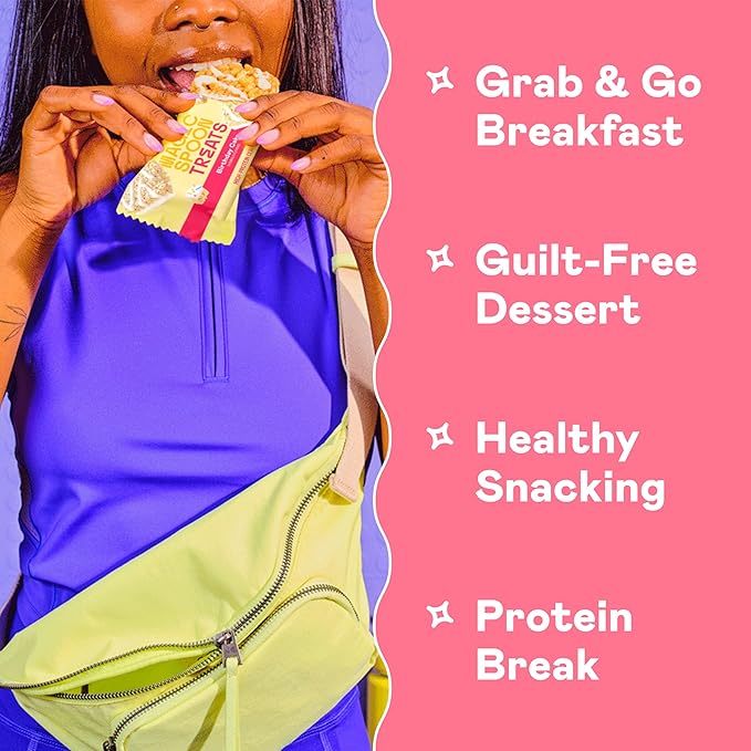 MAGIC SPOON Treats - High Protein, Low Carb, Keto Friendly, 1g of Sugar, Gluten Free, Crispy Treat Cereal Bar, On-The-Go Healthy Snack (8 Birthday Cake Bars, 8 Strawberry Milkshake Bars)