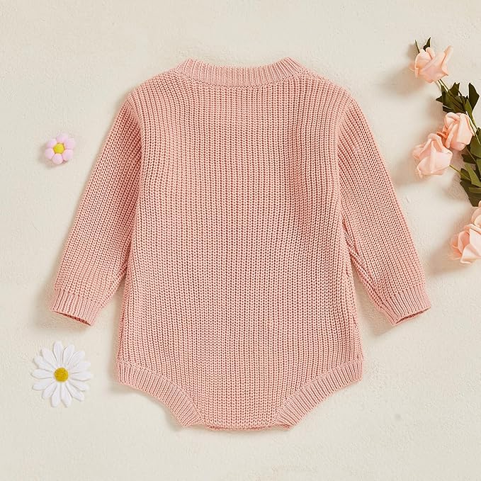 FYBITBO Baby Girl Boy Sweater Knit Oversized Pullover Sweatshirt Romper Onesie Warm Fall Winter Clothes Outfit Newborn