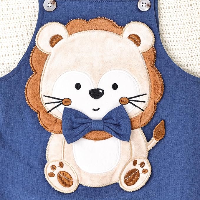 Baby Boy Clothes Newborn Outfits Stripe Romper Infant Cartoon Overall Adjustable Suspender Pants Set 0-18 Months