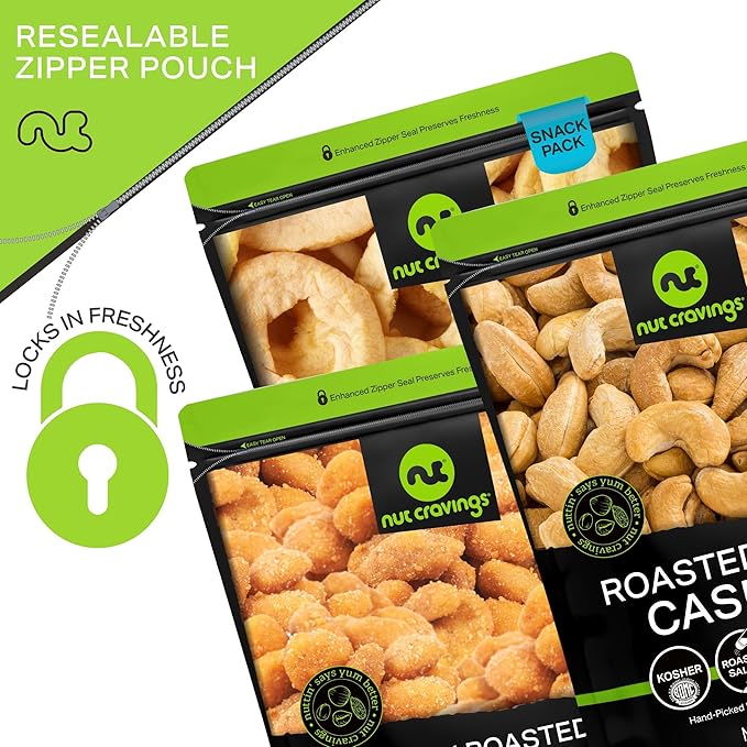 NUT CRAVINGS - Dried Fruit & Mixed Nuts Basket in Green Box (9 Assortments of 4 oz, 2.25 lb) Food Arrangement, Healthy Snack Care Package, Food Assortments