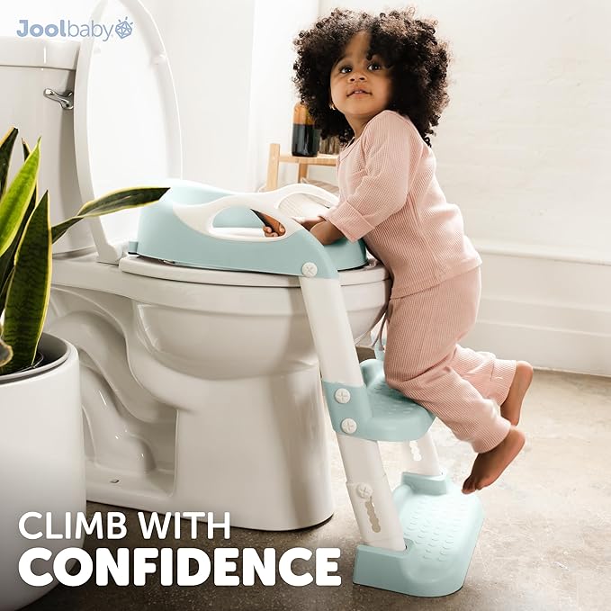 Jool Baby Potty Training Seat with 2 Step Ladder for Toddlers - Splash Guard, Adjustable Height (Aqua)