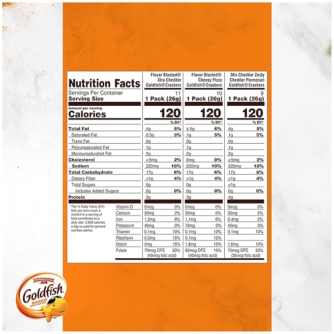 Goldfish Bold Mix Variety Pack Snack Crackers, 1 oz Snack Packs, 30 Ct Box