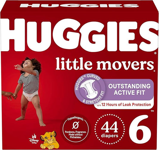 Huggies Size 6 Diapers, Little Movers Baby Diapers, Size 6 (35+ lbs), 44 Count