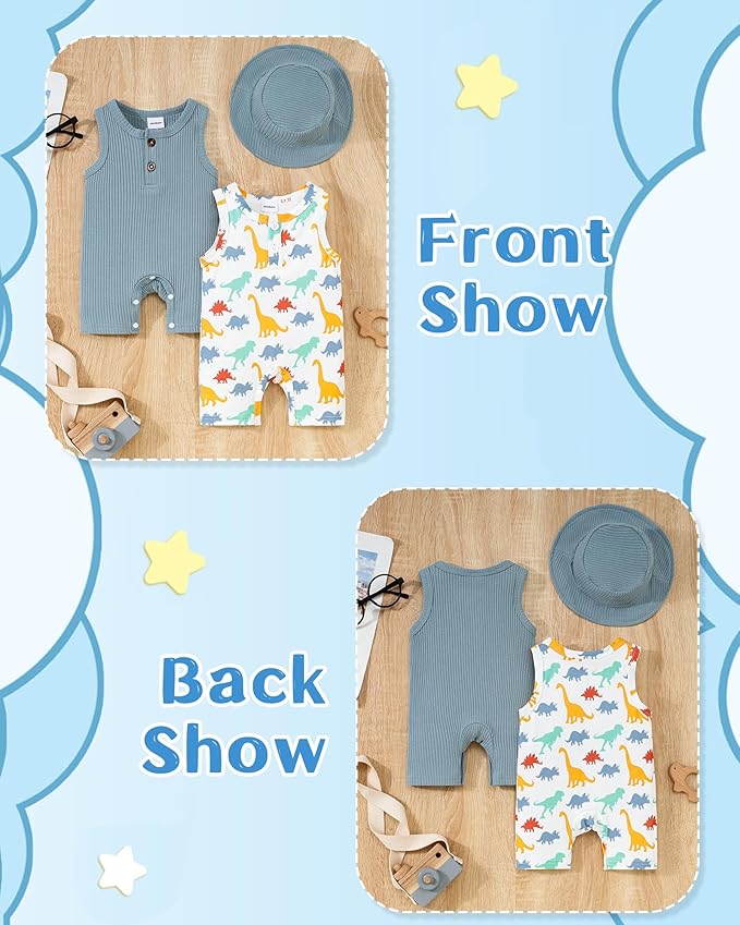 NZRVAWS Newborn Baby Boy Girl Clothes Unisex Infant Romper Pants Set Hat 4-Pack Outfits 0-12 Months 16 Pieces Toddler