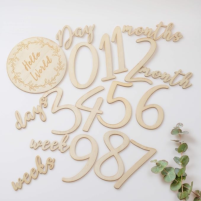 Baby Milestone Numbers|Baby Photo Props Wooden|Newborn Birth Announcement Card Wooden|