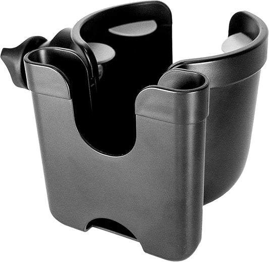 Stander Universal Cup Holder Accessory, Adjustable Drink and Phone Storage Compartment for Walkers, Rollators, Strollers, Wheelchairs, and Scooters, Black