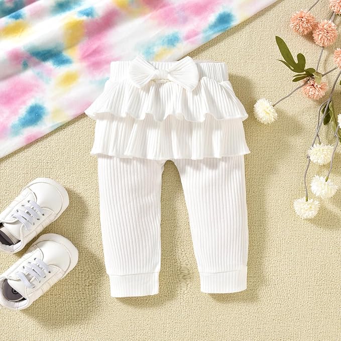 Aalizzwell Preemie Newborn Infant Baby Girls Clothes Ribbed Bodysuit Pants Set Fall Winter Outfits