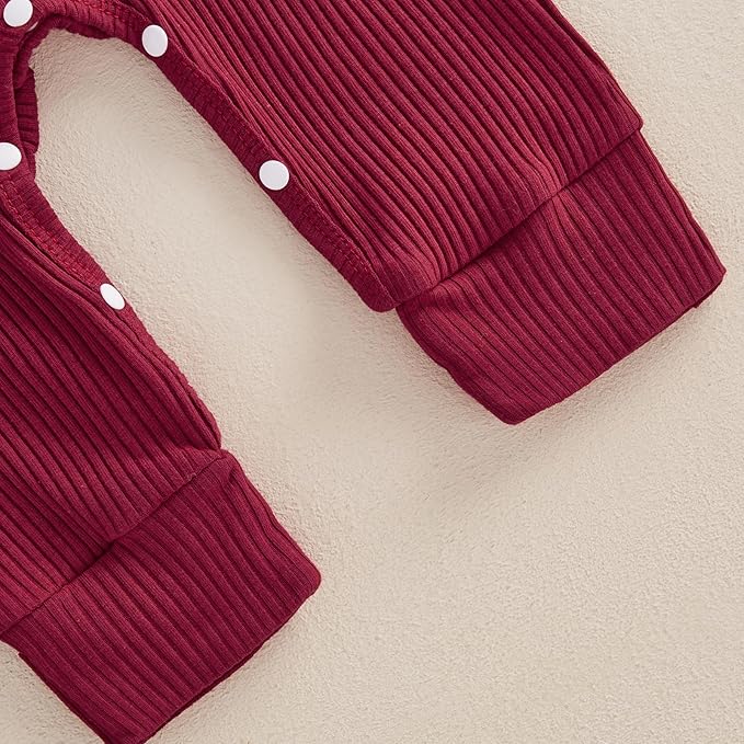 Newborn Baby Girls Rompers Knit Round Neck Long Sleeve Infant Fall Jumpsuits with Headband Coming Home Outfit