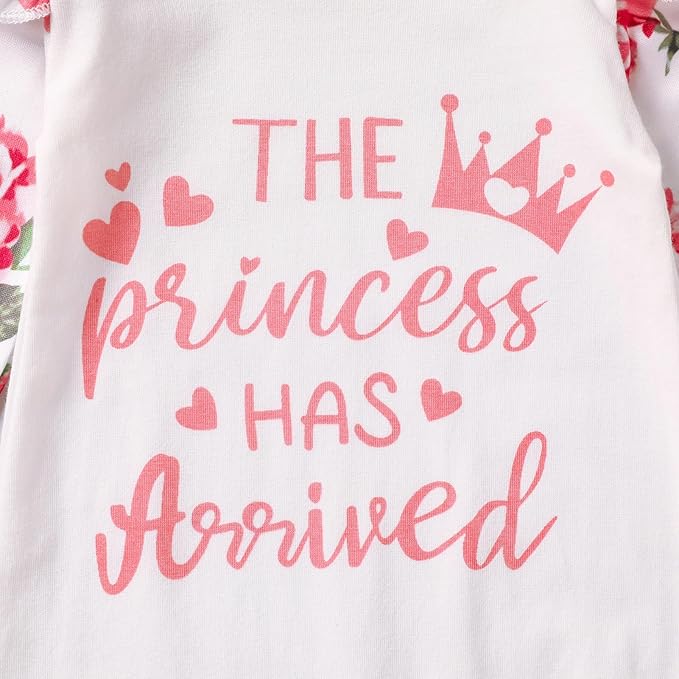 GRNSHTS Newborn Baby Girl Romper Infant Letter Print Jumpsuit Floral Bodysuit+Hat+Headband+Gloves Coming Home Clothes Outfits