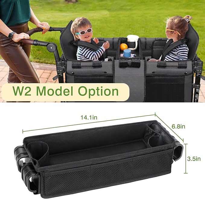 AROUY Stroller Snack Tray Attachment - Universal Stroller Snack Tray for Wonderfold Wagon W4 Accessories - Snack Tray for Kids - Easy to Clean Stroller Wagon Snack Tray with Cup Holder (L (W2 Model))