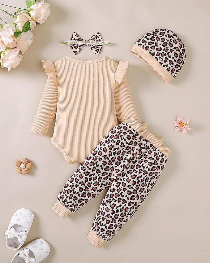 SUNNY PIGGY Baby Girl Clothes Newborn Outfits Infant Ruffle Romper 0-18M Fall Winter Flower Plaid Pants Clothing Set