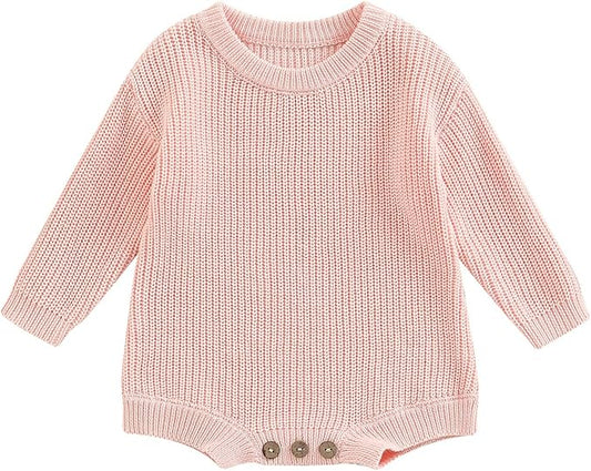 FYBITBO Baby Girl Boy Sweater Knit Oversized Pullover Sweatshirt Romper Onesie Warm Fall Winter Clothes Outfit Newborn