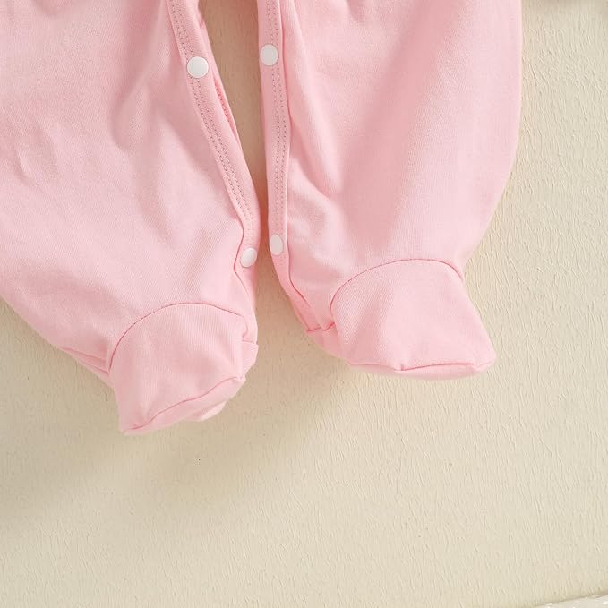 Newborn Baby Girl Footed Romper Onesie Little Sister Embroidery Fall Clothes Coming Home Outfit Vintage Jumpsuit