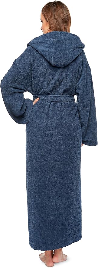 Arus Women's Hooded Classic Bathrobe Turkish Cotton Robe with Full Length Options