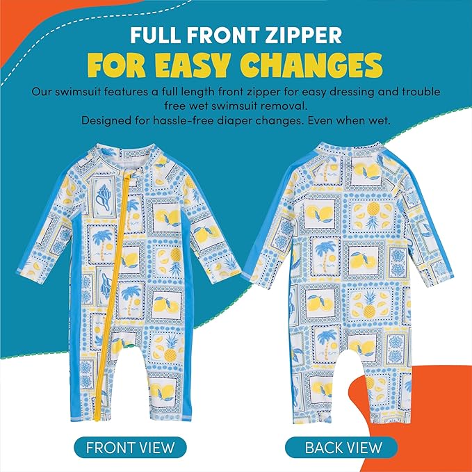 SwimZip Boys' Long-Sleeve UPF 50+ Swimsuit for Baby, Toddler, & Little Boys